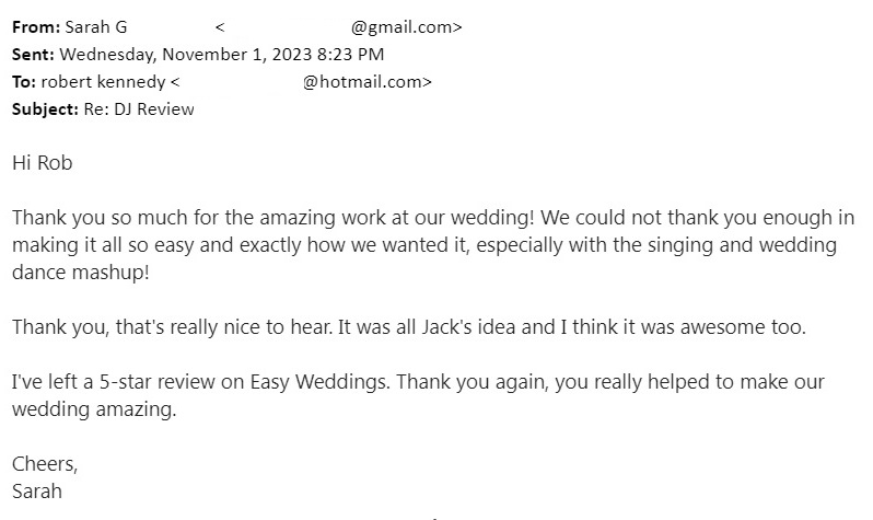 Davertainment MC, DJ Testimonials